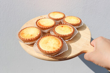 tart, cheese tart or tart in the tray