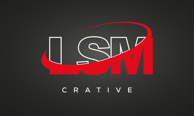 LSM creative letters logo with 360 symbol vector art template design	