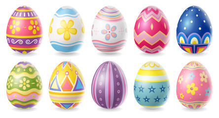 Happy Easter Day colorful egg collection isolated on white background