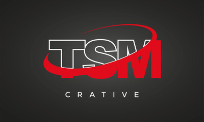 TSM creative letters logo with 360 symbol vector art template design	