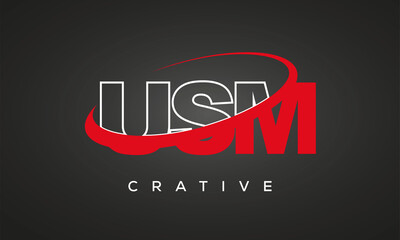 USM creative letters logo with 360 symbol vector art template design	