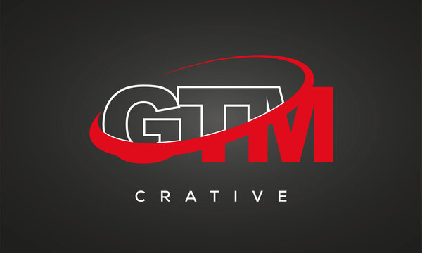 GTM creative letters logo with 360 symbol vector art template design	