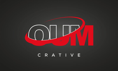 OUM creative letters logo with 360 symbol vector art template design	