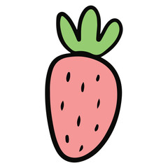 Strawberry hand drawn flat color design