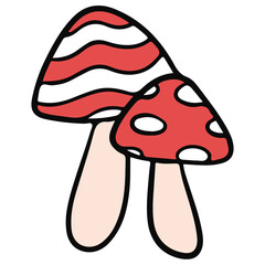 mushroom hand drawn flat color design