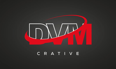 DVM creative letters logo with 360 symbol vector art template design	