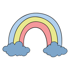 cute Rainbow hand drawn Doodle flat color design