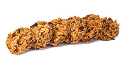 Cereal snack cookies no sugar with honey oatmeal grain isolated on the white