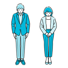 お辞儀をする男性と女性