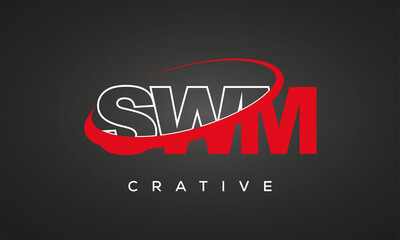SWM creative letters logo with 360 symbol vector art template design	