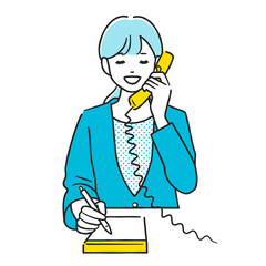 電話しながらメモをとる女性