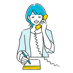 電話しながらメモをとる女性