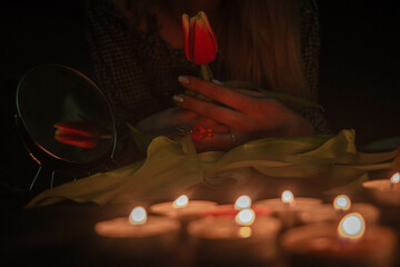 candles and rose
