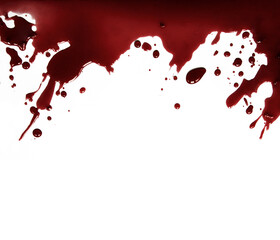 Bloody drops isolated on white background