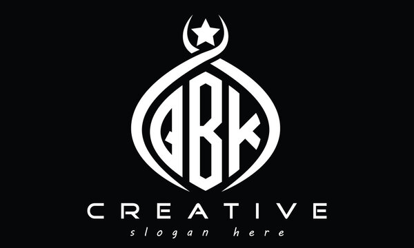 QBK curved oval three letters monogram initial geometric minimalist modern creative logo design vector