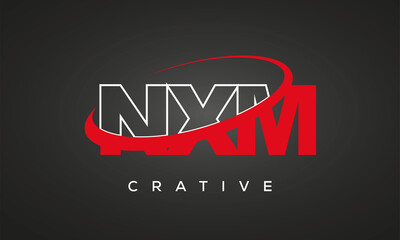 NXM creative letters logo with 360 symbol vector art template design	