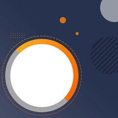 Social media feed banner background with dark purple, orange, and white circle shapes