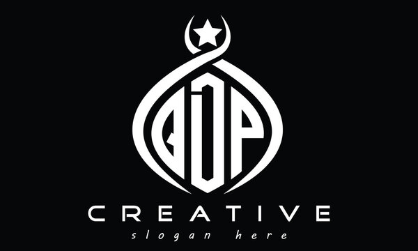 QDP curved oval three letters monogram initial geometric minimalist modern creative logo design vector