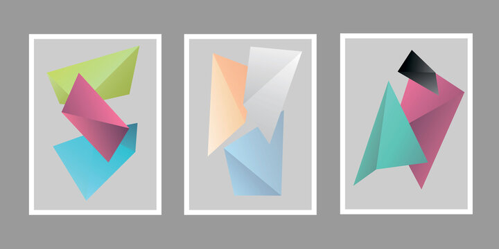 Set of triangle objects. Illustrations for placards, banners, picture, cards.