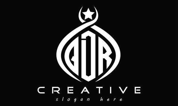 QDR curved oval three letters monogram initial geometric minimalist modern creative logo design vector