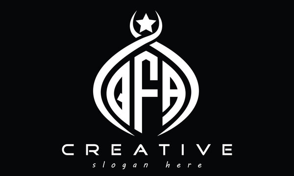 QFA curved oval three letters monogram initial geometric minimalist modern creative logo design vector