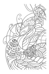 Doodle pattern with doodle waves and lines.