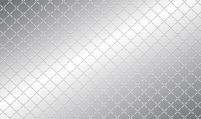 Metal grill seamless Pattern Texture for background design. Seamless chrome braided diagonal grill. Metal net seamless. Lattice, grating, mesh. Silver metal ornament background. Vector illustration