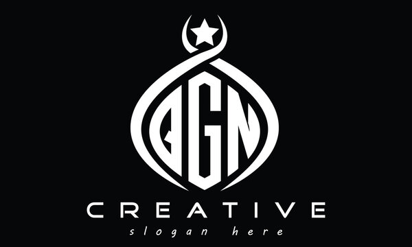 QGN curved oval three letters monogram initial geometric minimalist modern creative logo design vector