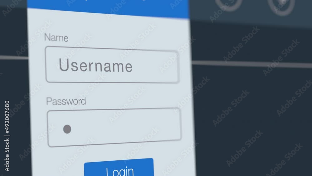 Poster login account, close-up of a computer screen, enter username and password for login (3d render)