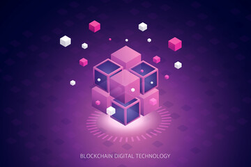 Blockchain technology digital abstract background