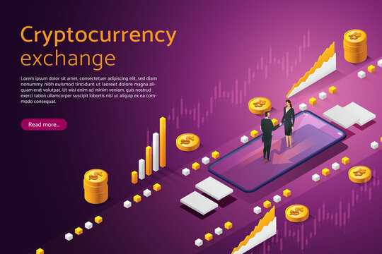 Exchange Digital Money Via Smart Phone. Crypto Currency Exchange Bitcoin.