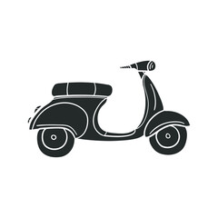Scooter Icon Silhouette Illustration. Motorcycle Transport Travel Vector Graphic Pictogram Symbol Clip Art. Doodle Sketch Black Sign.