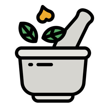 mortar and pestle with herbs clip art preview