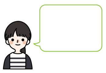 人物イラスト_かわいい私服の女の子_吹き出し