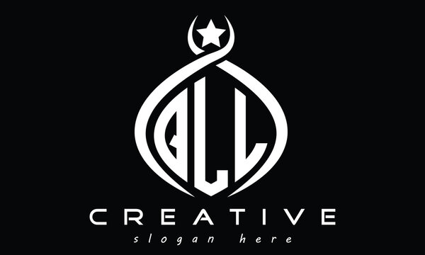 QLL curved oval three letters monogram initial geometric minimalist modern creative logo design vector