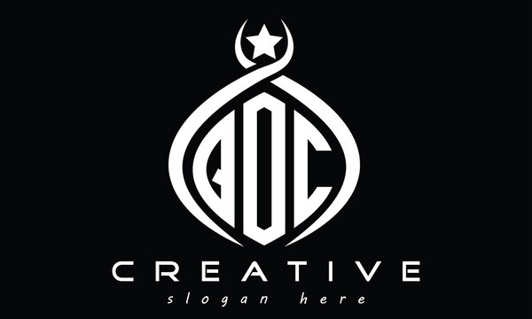 QOC curved oval three letters monogram initial geometric minimalist modern creative logo design vector