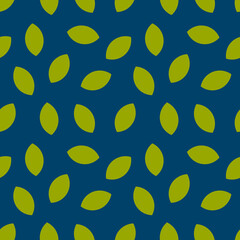Green leaves dark blue pattern.