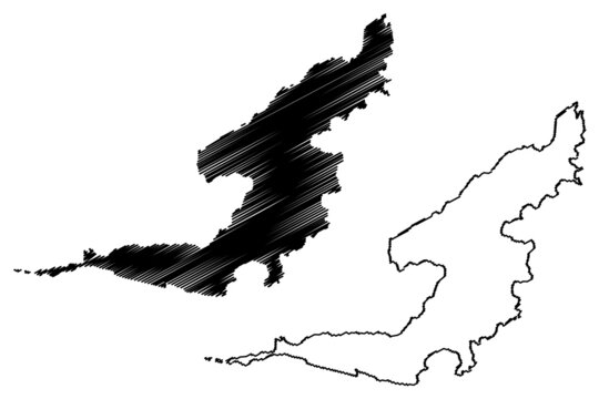 Bequia island (Saint Vincent and the Grenadines, Cenrtal America, Caribbean islands) map vector illustration, scribble sketch Bequia map