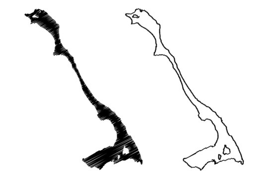 Cat island (Commonwealth of The Bahamas, Cenrtal America, Caribbean islands) map vector illustration, scribble sketch Cat map