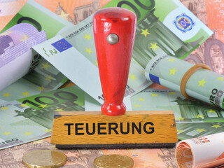 Icon image on the subject of inflation with a stamp.