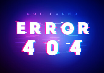 Cyber Glitch Label With Text Error 404 - Not Found