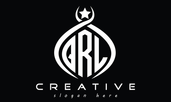 QRL curved oval three letters monogram initial geometric minimalist modern creative logo design vector