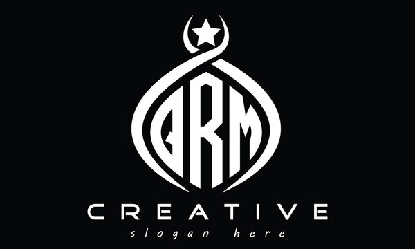 QRM curved oval three letters monogram initial geometric minimalist modern creative logo design vector