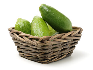 long green lemon sliced on white background