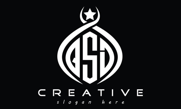 QSD curved oval three letters monogram initial geometric minimalist modern creative logo design vector