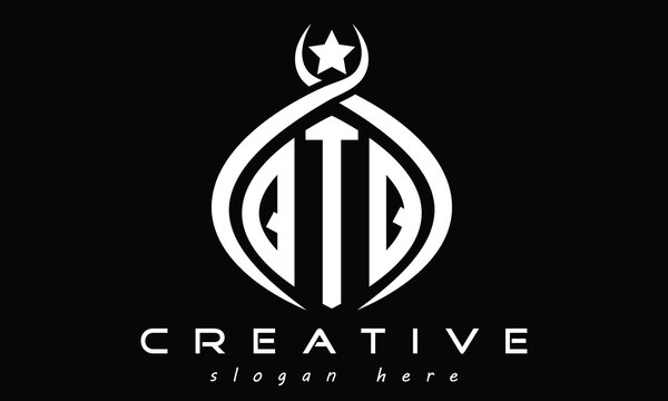 QTQ curved oval three letters monogram initial geometric minimalist modern creative logo design vector
