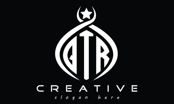 QTR curved oval three letters monogram initial geometric minimalist modern creative logo design vector