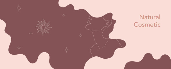 Abstract woman poster Background. Modern Trendy Cards Set with Line Art Elements.Minimal Abstract Background. Vector EPS 10.