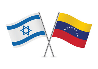 Israel and Bolivarian Republic of Venezuela flags. Israeli and Venezuelan flags, isolated on white background. Vector icon set. Vector illustration. 