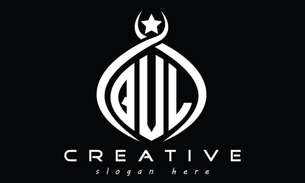 QVL curved oval three letters monogram initial geometric minimalist modern creative logo design vector